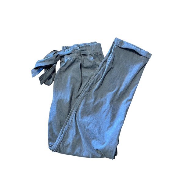 EASEL WOMENS MEDIUM BLUE WIDE LEG PANTS WITH TIE WAIST - Picture 1 of 3